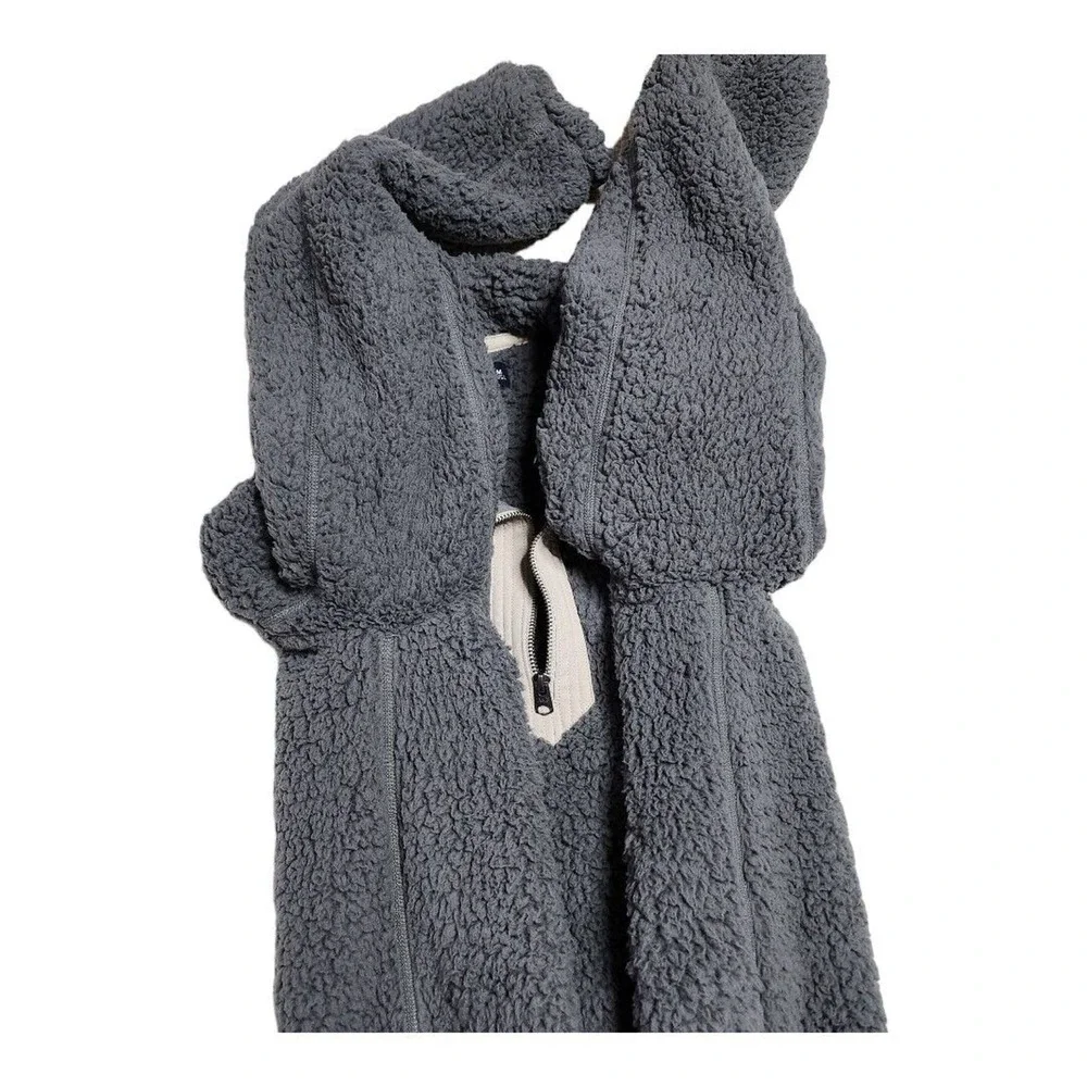 Abercrombie & Fitch Pullover Womens Medium Gray Soft A F Sherpa Fleece 1/4 Zip - Picture 10 of 12
